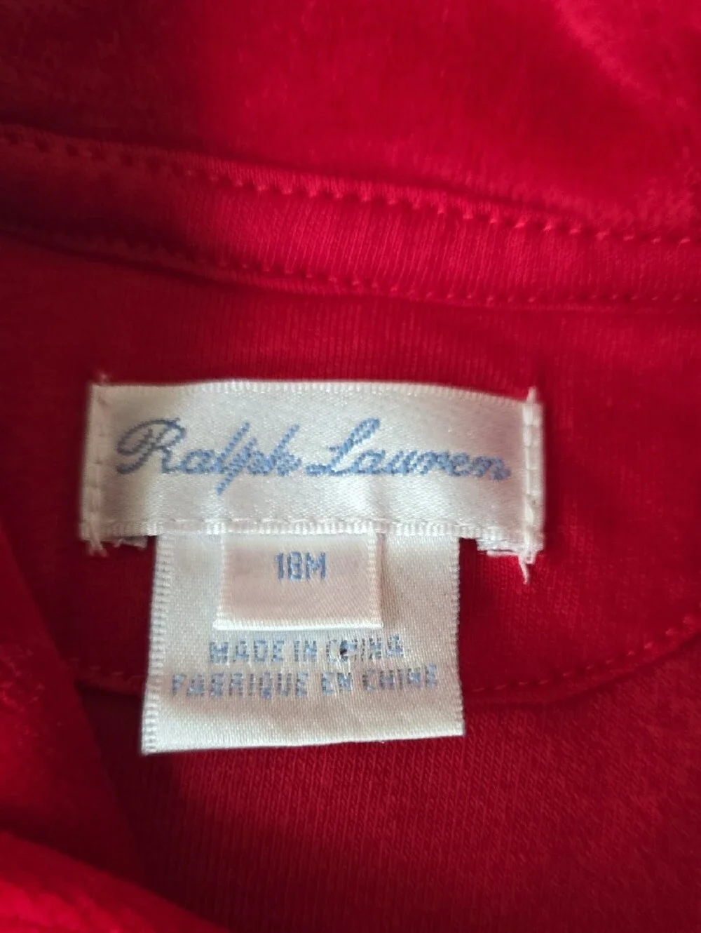 Ralph Lauren Red Velour Baby Dress with Bloomers 18M
